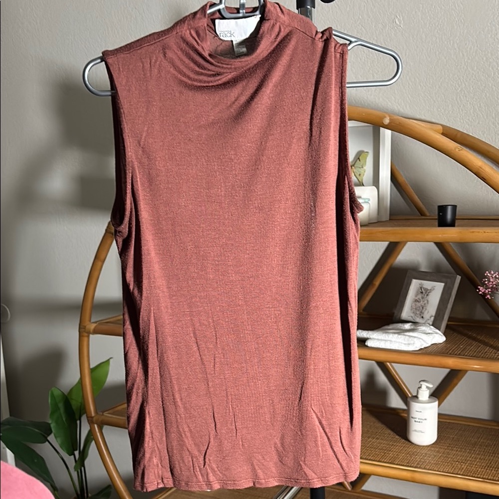 Nordstrom Terracotta Tank Top with Mock Turtleneck
